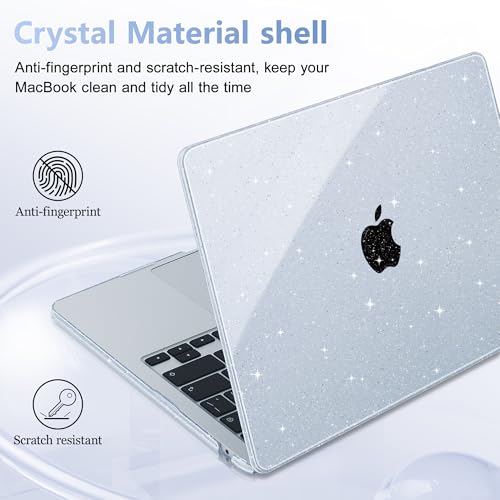 May Chen Case for MacBook Air 13/13.6-inch (M5/M4/M3/M2, 2022-2026 Models A3449 A3240 A3113 A2681), Lightweight | Closes Seamlessly | Ideal for Work Hard Shell Case, Blue Glitter - color: Blue Glitter