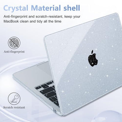 May Chen Case for MacBook Air 13/13.6-inch (M5/M4/M3/M2, 2022-2026 Models A3449 A3240 A3113 A2681), Lightweight | Closes Seamlessly | Ideal for Work Hard Shell Case, Blue Glitter - color: Blue Glitter