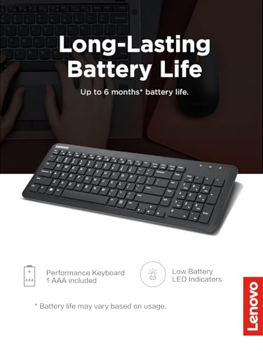 Lenovo 300 Wireless Keyboard, Black