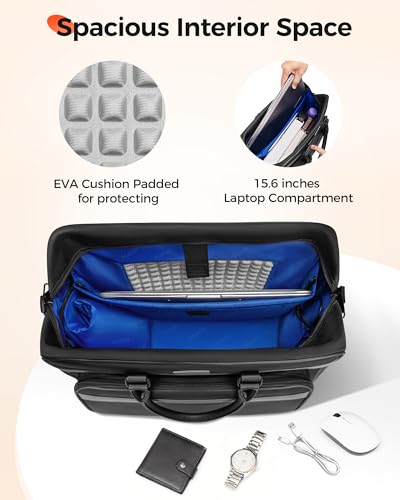MATEIN Laptop Bag with Insulated Lunch Compartment, 16 Inch Mens Briefcase | Fits 16" Laptop, Water Resistant, Anti Theft, Business Messenger Shoulder Bag, Computer Carrying Case for Work Office