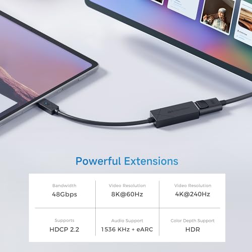 Cable Matters [Designed for Microsoft Surface] USB C to DP 1.4 Adapter | 4K@240Hz / 8K@60Hz HDR, DisplayPort 1.4, Compatible with Surface Pro/Laptop/Book with USB-C or Thunderbolt 4