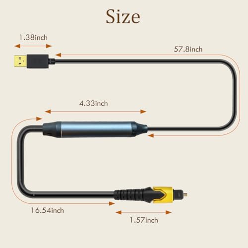USB to Optical Audio Adapter, One Way Audio Converter Audio Signal from USB to SPDIF ONLY Compatible with Windows Mac Laptop PC, Not for TV, Not Support 5.1 Channel - color: Yellow