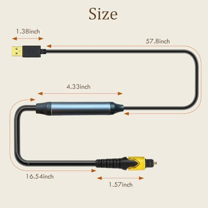 USB to Optical Audio Adapter, One Way Audio Converter Audio Signal from USB to SPDIF ONLY Compatible with Windows Mac Laptop PC, Not for TV, Not Support 5.1 Channel - color: Yellow