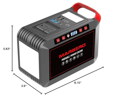 Portable Power Station 300W MARBERO 237Wh Camping Solar Generator Backup Lithium Battery with Pure Sine Wave 110V AC Outlet, USB C, USB A, DC for Outdoors Camping CPAP Home Blackout Emergency | Backup Lithium Battery with Pure Sine Wave 110V AC Outlet, US