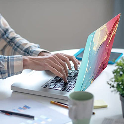 Laptop Skin Sticker Decal,13.3" 14" 15" 15.4" 15.6 inch Laptop Universal Vinyl Skin Sticker Cover,Dustproof Waterproof Reusable Art Decal Protector with Free 2 Wrist Pads (Marble 9) - color: Marble 9