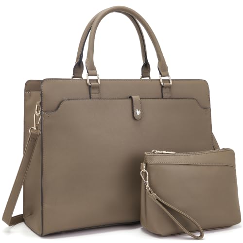 YZAOLL 15.6 Inch Laptop Bag for Women Work Tote Briefcase for Teacher Purse - color: F-camel