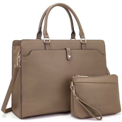 YZAOLL 15.6 Inch Laptop Bag for Women Work Tote Briefcase for Teacher Purse - color: F-camel