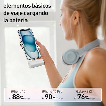 iWALK Portable Charger for iPhone 17/16/15 USB-C Small Power Bank 20W 4,500mAh Fast Charging Battery Pack Compatible with iPhone 15/16/16/17 Plus/17 Pro/17 Pro Max, Samsung Galaxy S25/S24/S23 Android - color: White
