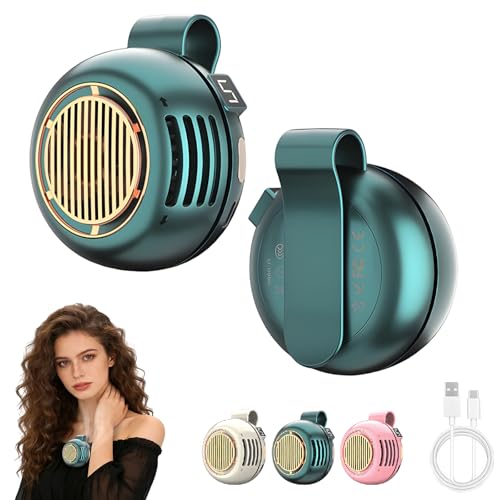 Portable Silent Mini Bladeless Fan Clip on, 5 Speeds 360° Rotatable Clip on Fan for Shirt & Waist, USB Rechargeable Small Fans Portable, 2026 New Whirlwind Fans for Outdoor/Travel/Office, Green - color: Green