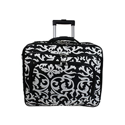 World Traveler Damask Rolling 17-Inch Laptop Case Wheel, Black Trim Damask