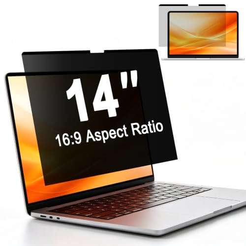 Magnetic Laptop Privacy Screen 14 Inch 16:9 - Removable Anti-Glare Blue Light Filter, Computer Privacy Screen Shield Compatible with 14'' Hp Acer Asus Lenovo Dell Monitor - size: for 14 inch with 16:9 aspect ratio laptop