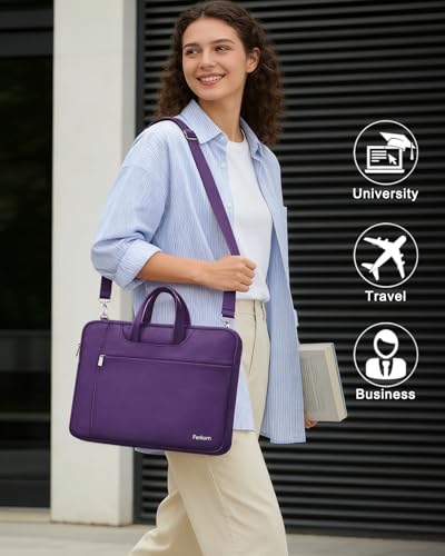 Ferkurn Laptop Case Bag Women Men Computer Sleeve with Shoulder Compatible with HP/Inspiron/Thinkpad/Vivobook/MSI/Surface, 15.6 inch, Violet - color: Violet, size: 15.6 inch