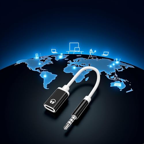 3.5mm Male to USB C Female Audio Adapter, Only Analog Audio Aux Jack Cable for Smartphone Laptop Tablet MP3 （Black）