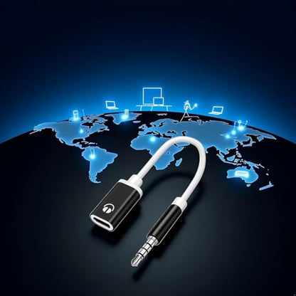 3.5mm Male to USB C Female Audio Adapter, Only Analog Audio Aux Jack Cable for Smartphone Laptop Tablet MP3 （Black）
