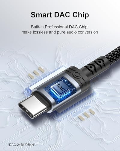 USB C to 3.5mm Audio Adapter 2Pack, Nylon Braided Aux Dongle Cord, Plug and Play, Compatible with iPhone 17/16/15 Pro Max, Samsung S25/S24/S23, iPad Pro, MacBook, Huawei, Xiaomi, for Car/Home/Office