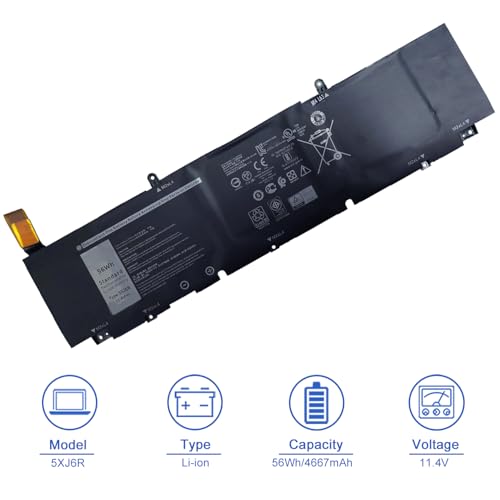 JOTACT 5XJ6R（11.4V 56Wh） Laptop Battery Compatible with Dell Precision 5750 5760 5770 XPS 17 9700 9710 9720 9730 Series XJ6R XG4K6 03324J 01RR3 001RR3 - size: 13.03*2.75*0.34 inch 5XJ6R