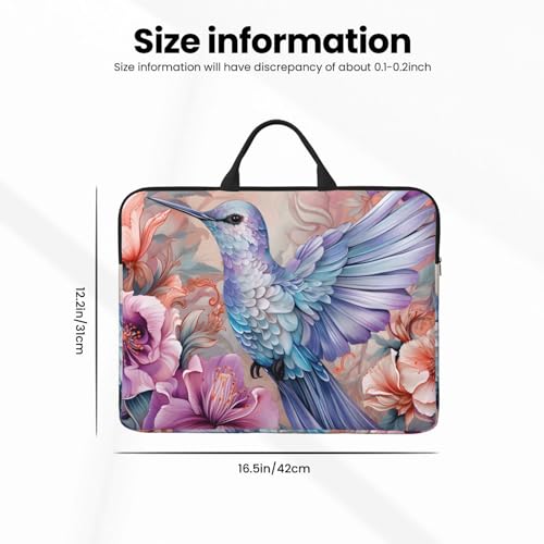 Pink Flower Hummingbird 14 Inch Laptop Sleeve Case，Handheld Waterproof/Shockproof Computer Carrying Bag Suitable for Daily Travel/Tourism/Business Trips, etc - color: Pink Flower Hummingbird