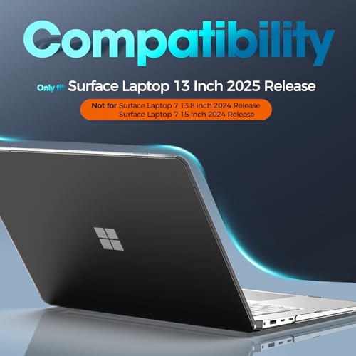 ProCase Protective Case for 13 Inch Surface Laptop 2025 -Black | Hard Shell Transparent Cover with Durable and Lightweight Design - color: Black