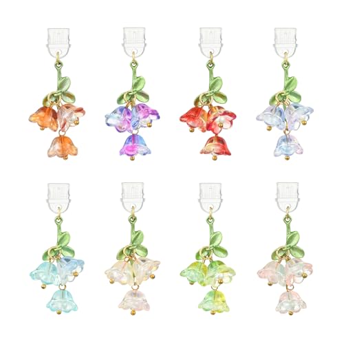 8Pcs Dust Plug Charm Type C USB C Dust Plug Charms with Acrylic Flower Pendants Anti Dustproof Plugs for Most Phone,E-Readers,Reading Lover Decorations Gifts（Lily of The Valley） - color: Lily of The Valley