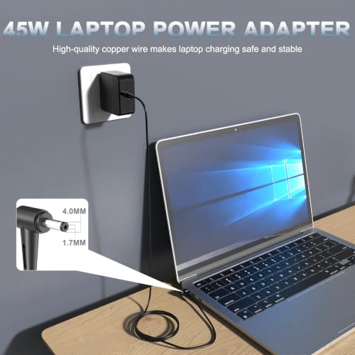 45W Charger Compatible with Lenovo Laptop Round Tip Power Supply AC Adapt | 4.0x1.7mm Round Tip Replacement Laptop Charger AC Adapter Power Supply for IdeaPad 3/5/6/15, Flex 15 Series - color: Black-1