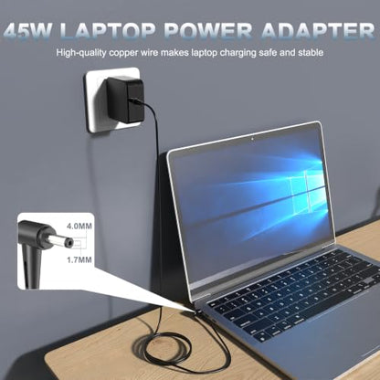 45W Charger Compatible with Lenovo Laptop Round Tip Power Supply AC Adapt | 4.0x1.7mm Round Tip Replacement Laptop Charger AC Adapter Power Supply for IdeaPad 3/5/6/15, Flex 15 Series - color: Black-1