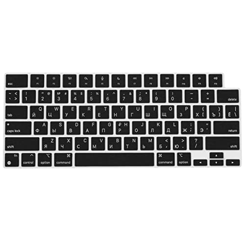 ProElife Russian Keyboard Cover for MacBook Air 13/15'' & Pro 14/16'' M5 M4 | U.S. Layout, Non-interference Design for ID Key, Dust-Proof, Silicone Protective Skin, Precision-Molded, Washable & Reusable