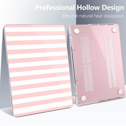 Batianda Case for MacBook Pro 14" 2026 2025-2021 Release, Pink Candy Stripe | 4-in-1 bundle with preppy design, 1.2mm lightweight slim hard shell protection for girls, students and aesthetic users - color: Pink Candy Stripe