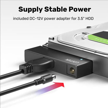 Unitek USB 3.0 SATA III Adapter, UASP, 5Gbps, for 2.5/3.5" HDD/SSD | For 2.5/3.5" SATA HDD/SSD Up To 18TB, Optical; UASP 70% Faster Read; 5Gbps USB 3.0; Plug & Play; 12V Adapter Included - color: USA A to SATA