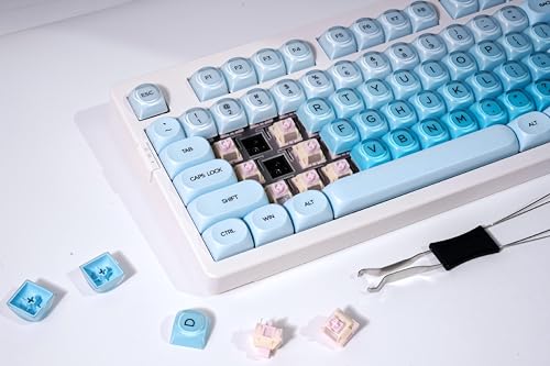ZORNHER ZH980 Foundation Wireless Mechanical Keyboard,95% Blue Creamy Keyboard with Number Pad,Hot-Swappable Gaming Keyboard,Jelly Keycaps,Creamy Sounding Linear Switches,Hot-Swappable,Full Size - color: Blue Foundation, size: Creamy Switch