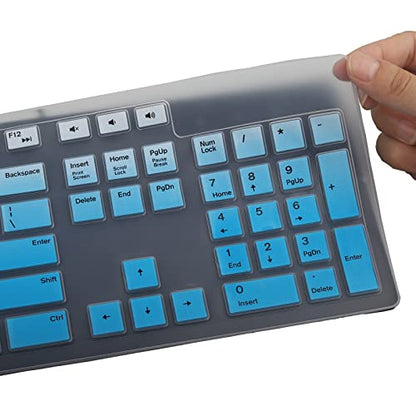 Keyboard Cover Skin for Dell KM636 KB216 KB216t KB216d KB216p Wired & Wireless Keyboard, Dell Optiplex 5250 3050 3240 5460 7450 7050, Dell Inspiron Desktop 24" 27" 5400 5490 7700 7790 3475 3670 3477 - color: Gradual Blue