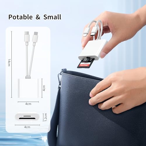 SD Card Reader for iPhone, iPad, Lightning Dual Port SD Card Adapter | USB C and Lightning Dual Port SD Card Adapter, Dual Interface Memory Card Reader, Support SD, Micro SD, USB3.0, Plug and Play - size: USB-C&Lightning