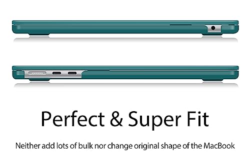 UESWILL Compatible with MacBook Air 13 inch M5 M4 M3 M2 Case 2022-2026 Model A3449 A3240 A3113 A2681, Matte Hard Shell Case Cover for MacBook Air 13.6 + Microfiber Cloth, Peacock Green - color: Peacock Green, size: MacBook Air 13" (M2 M3 M4 M5)
