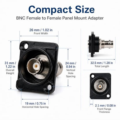 Toronce D R Series BNC Passthrough Panel-Mount Connector (BNC_5Pack) - size: BNC_5Pack