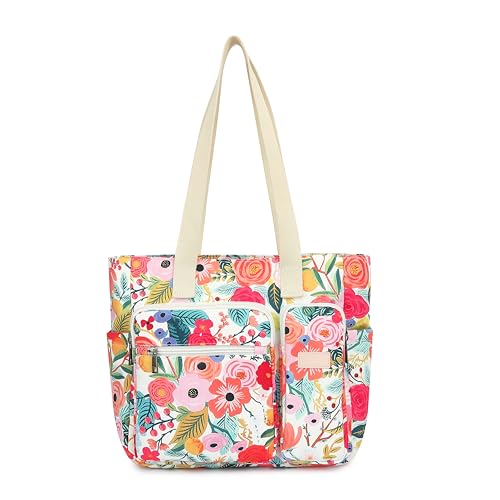 Women Tote Bag With Muti-Pockets,Lightweight Shoulder Bag,Large Capacity Handbag for Travel, Work, Gym - color: Flower