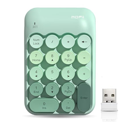 Lomiluskr Cute Wireless Number Keypad with 2.4G USB Receiver, 18 Colorful Round Keys Numpad, Portable Financial Accounting Numeric Keyboard, Suitable for PC, Laptop (Green Gradient) - color: Green Gradient