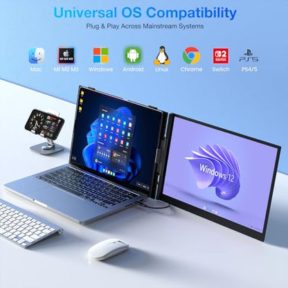 Laptop Screen Extender, Ultra-Thin 15.6" FHD 1200P 16:10 Portable Monitor for Laptop, Lightweight Dual Monitor Extender Plug & Play for 14.2"-17.3" Laptops, Compatible with Wins/Mac/Chrome/Linux - size: 15.3"-D