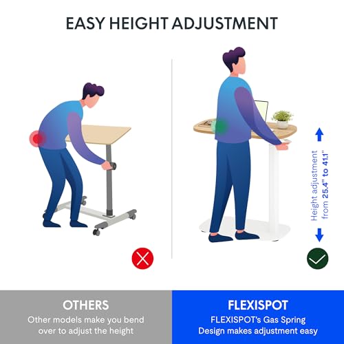 FLEXISPOT 24''Adjustable C Table Gas Spring Mobile Side End Table | Adjustable C table with Wheels, Bedside table for sofa and couch. Laptop Rolling Cart TV Tray, 23.6" W x 13.8" D,Maple - color: Maple, size: 24x14