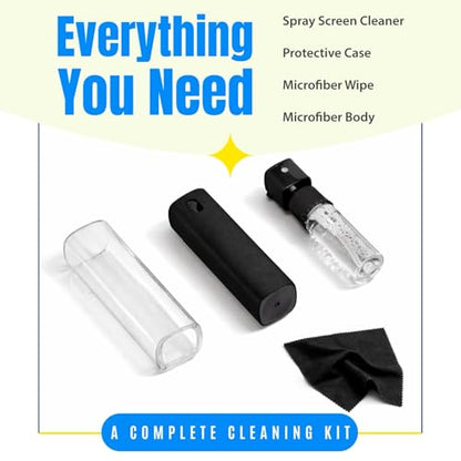 Screen Cleaner Kit 2 Pack, 3-in-1 Touchscreen Cleaner Spray with Microfiber Cloth, Refillable Mist Cleaner for Phone, Tablet, Laptop & Glass Screens