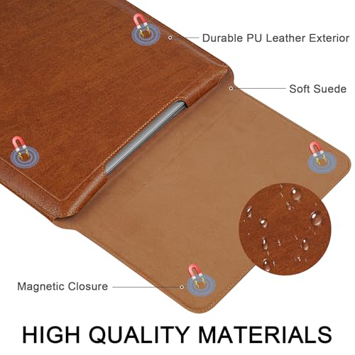 HoYiXi 14 Inch Laptop Sleeve Case with Stand Feature for Mac Book Pro 14 2021/ASUS Vivobook 14/HP Pavilion X360/IdeaPad 14/Dell HP ASUS Acer Huawei Matebook 14'',Compatible 13.3-14'' PC,Brown - color: Brown, size: 13.6-14'' laptop