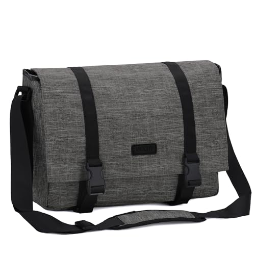 VASCHY Messenger Bag,Water Resistant Casual Lightweight Slim Crossbody Shoulder Bag for Men Women Work School for 14in Laptop - color: Gray