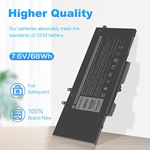 4GVMP Laptop Battery for Dell Latitude 5400 5500 5410 5510 E5400 E5500 Inspiron 7590 7591 7791 2-in-1 Precision 3540 3550 Series P84F P84F001 P42E P42E001 P98G001 P80F001 RF7WM C5GV2 H82T6 7.6V 68Wh - size: 4GVMP 10.83 × 5.12 × 0.73 inch