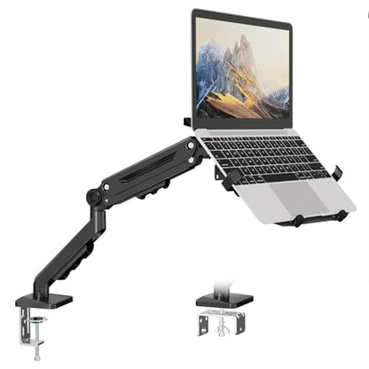 PUTORSEN Laptop Arm Mount Desk - Fits Max 18" Notebook and 40" Computer Screen, 2-in-1 Monitor Mount with Adjustable Laptop Tray, Hold Up to 26.5lbs