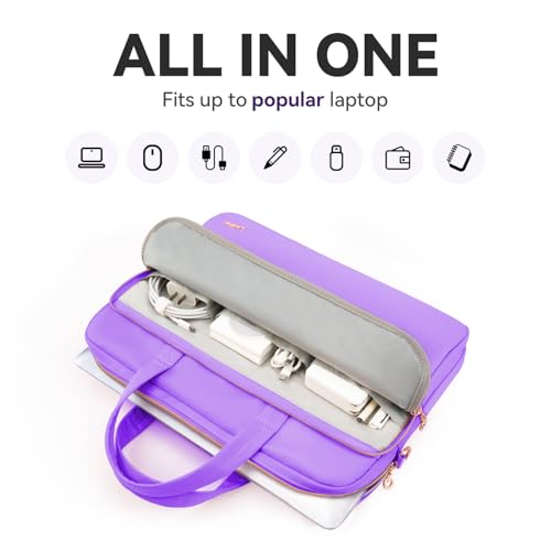 Laptop Case Bag Women Men Computer Sleeve Compatible with MacBook/Dell/HP/Acer/ASUS, Waterproof Shoulder Carrying Briefcase, Purple, 15.6-16 Inch - color: Purple, size: 15.6 inch