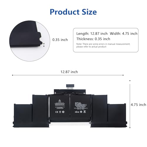 DJW A1618 Laptop Battery Replacement for Mac Book Pro Retina 15 inch A1398 (Late 2013, Mid 2014, Early 2015) - size: A1618