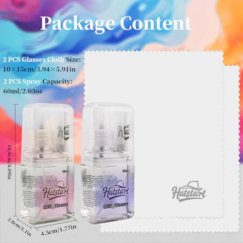 2-Pack Eye Glasses Cleaner Spray, Travel-Sized Screen Cleaning Kit with Touchscreen Mist for iPhone, Sunglasses, Computer, Laptop Screens, Phone Electronics with Eyeglass Cloth and Case Lid - Hatstart - color: Blue Pink