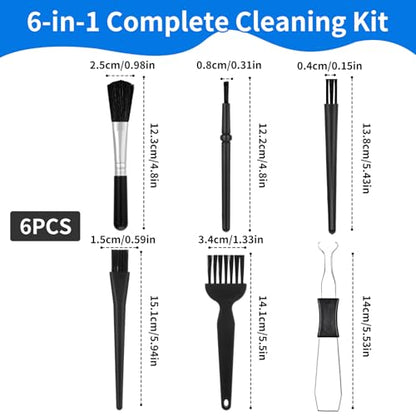 6PCS Keyboard Cleaning Kit with Keycap Puller & Switch Puller, Mini Anti-Static Dust Brush for Computer Motherboard Camera Small Space, Stainless Steel Key Remover for Mechanical Keyboard
