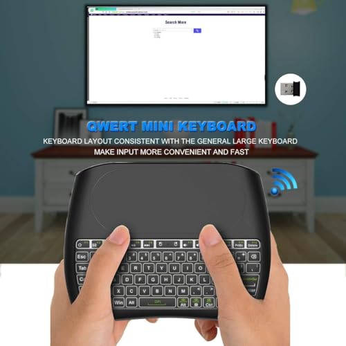D8 Mini Bluetooth Keyboard, Rechargeable Wireless with Touchpad, Backlit Handheld Small Remote Keyboard, 2.4G WiFi/BT4.2 Dual Mode for PC, TV Box, iOS, Android, Window, Mac OS