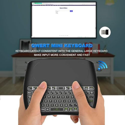 D8 Mini Bluetooth Keyboard, Rechargeable Wireless with Touchpad, Backlit Handheld Small Remote Keyboard, 2.4G WiFi/BT4.2 Dual Mode for PC, TV Box, iOS, Android, Window, Mac OS