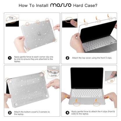 MOSISO Sparkly Glitter Case Compatible with MacBook Neo Case 13 inch 2026 | Model A3404 with A18 Pro Chip, Crack-Resistant Protective Hard Shell Case&Keyboard Cover&ScreenFilm&Pouch, Transparent - color: Transparent