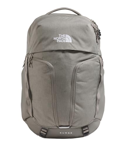 The North Face Surge Laptop Pack, Stone Slab Lt Hth/Stone Slab, OSFA | Everyday Travel Bag, Laptop Sleeve, Water-Repellent - color: Stone Slab Light Heather/Stone Slab